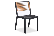 Chaise de repas extrieur empilable en aluminium et teck - YORK NOIR