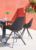 Chaise de jardin en aluminium noir et polythylne noir- MONDO (lot de 2) 
