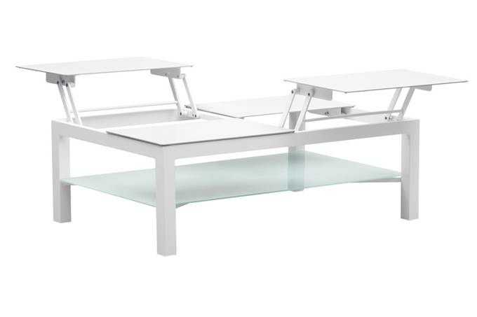 Table basse de jardin relevable en aluminium blanc - JELLY