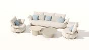Canapé de jardin modulable luxe design en aluminium 5 places - ELYO 