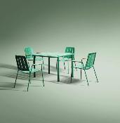 Chaise repas design en aluminium vert (lot de 4) - SARRAN