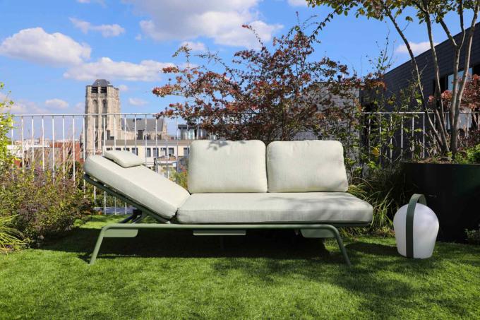 Salon de jardin / bain de soleil modulable en aluminium vert - SUNNY