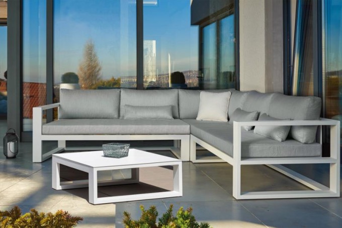 Salon de jardin d'angle en aluminium luxe  - FERMO COSY