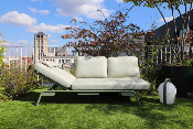 Salon de jardin / bain de soleil modulable en aluminium vert - SUNNY