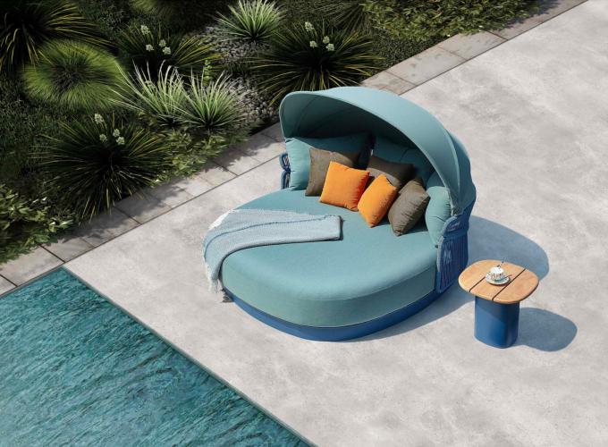 Lit de piscine double en aluminium bleu - LASKA BED