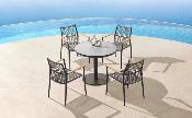 Table de terrasse ronde en aluminium noir D90 - SARRAN