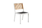 Chaise de repas extrieur empilable en aluminium et teck - YORK BLANC