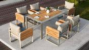 Ensemble repas extérieur en aluminium et en teck - TALIA
