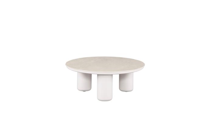Petite table basse ronde design haut de gamme en aluminium avec plateau céramique - IRIS