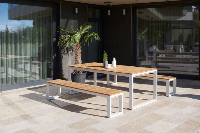 Table de jardin en teck et aluminium haut de gamme - FERMO 200CM
