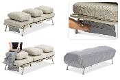 Salon de jardin / bain de soleil modulable en aluminium beige - SUNNY