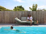 Salon de jardin / bain de soleil modulable en aluminium vert - SUNNY