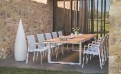 Chaise de repas extérieur en aluminium et teck - LILOU  (lot de 2) 