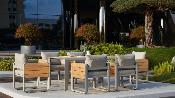 Ensemble repas extérieur en aluminium et en teck - TALIA